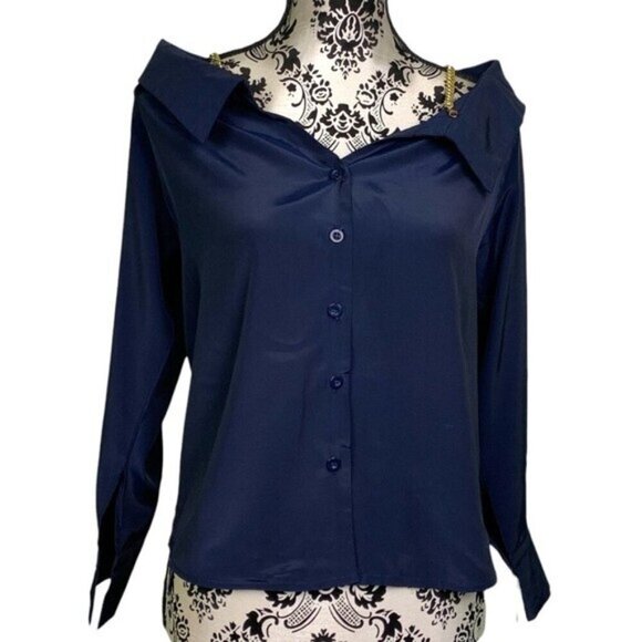 Shein Chain Strap Off The Shoulder Blouse - Picture 1 of 7